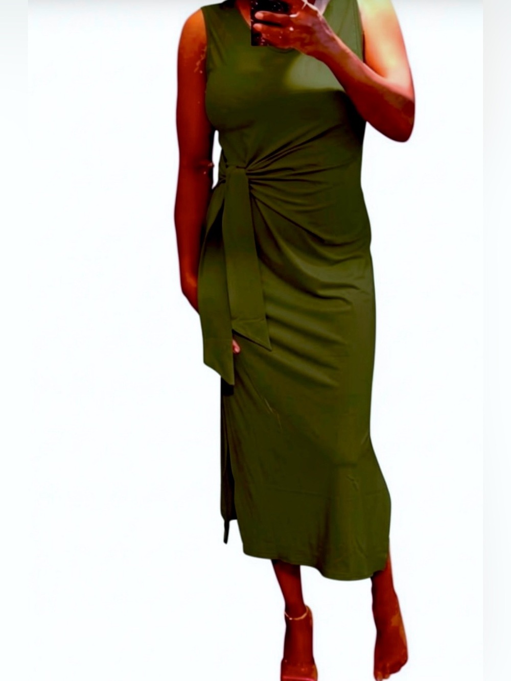 NWT Sleeveless V-Neck Black Side-Tie Maxi/Midi Dress M - Picture 5 of 6